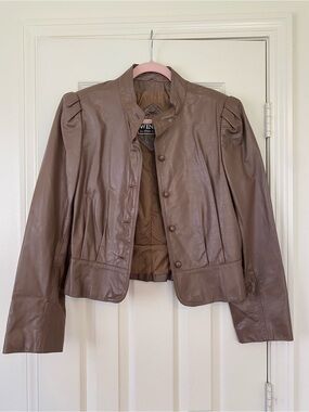 Winlit Taupe Genuine Leather Jacket (Size M)